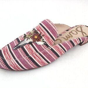 SAM EDELMAN Mules Jillian 3 Pink Beaded Southwestern Flats US 7/37